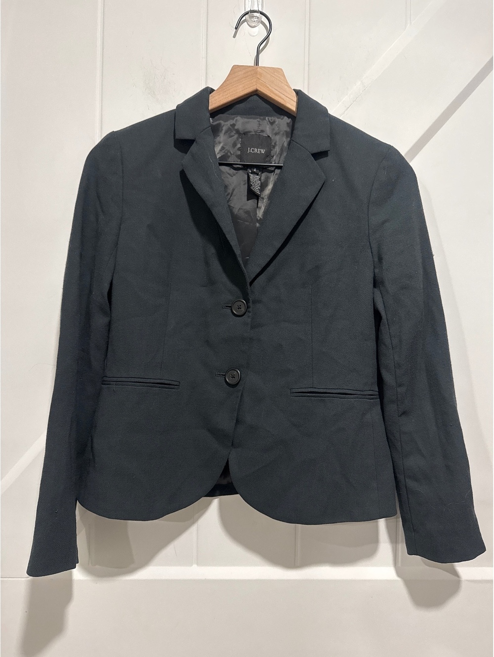 J.Crew Women's Black 100% Wool Blazer, Size 2